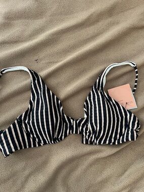 Shade & Shore Black and White Striped One-Piece Swimsuit